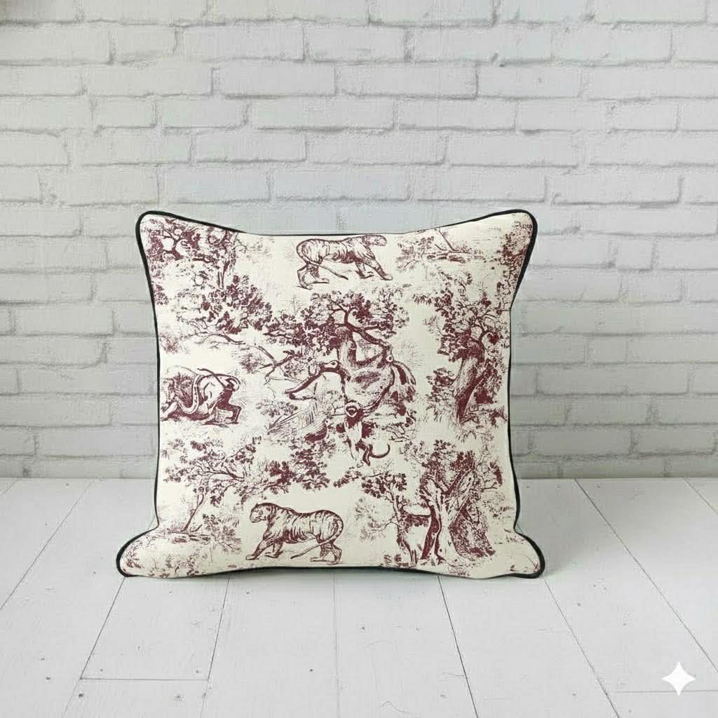 Jardin Sauvage French Twill Cotton Cushion Cover | 16×16 Inch