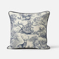 Bleu Léopard French Twill Cotton Cushion Cover | 16×16 Inch |